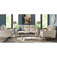 Parkside Heights Beige Leather 3 Pc Living Room with Dual Power Reclining Sofa
