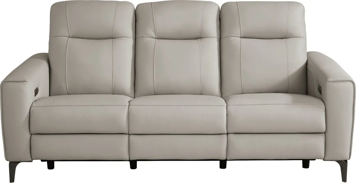 Parkside Heights Gray Leather 3 Pc Living Room with Dual Power Reclining Sofa