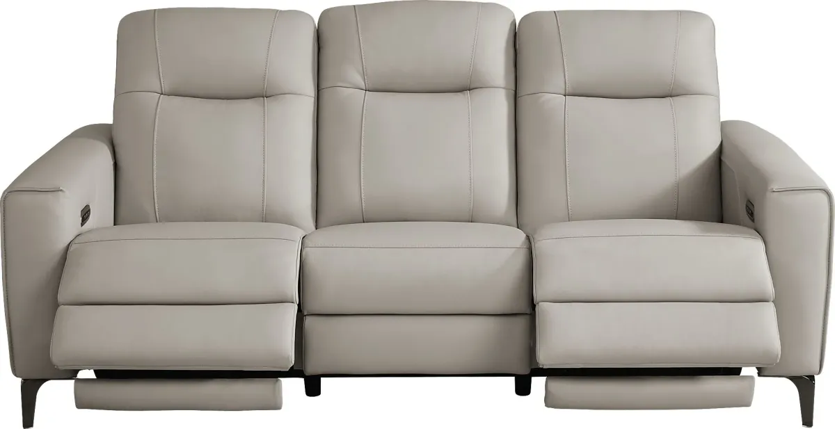 Parkside Heights Gray Leather 3 Pc Living Room with Dual Power Reclining Sofa