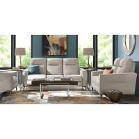 Parkside Heights Gray Leather 3 Pc Living Room with Dual Power Reclining Sofa