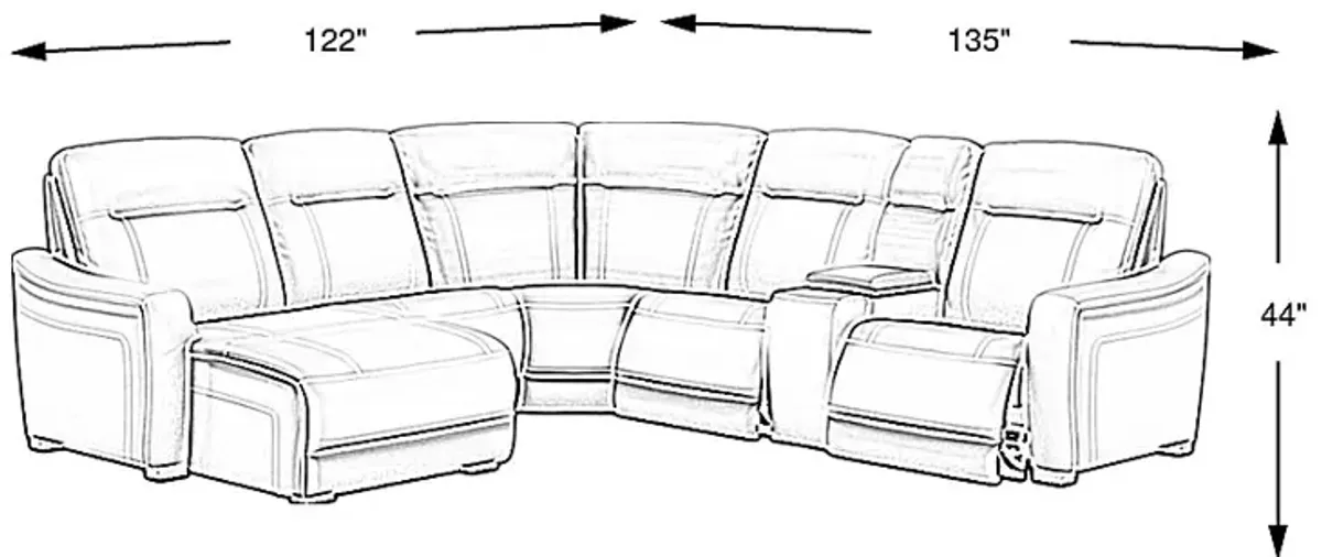 Newport Almond Leather 6 Pc Dual Power Reclining Sectional