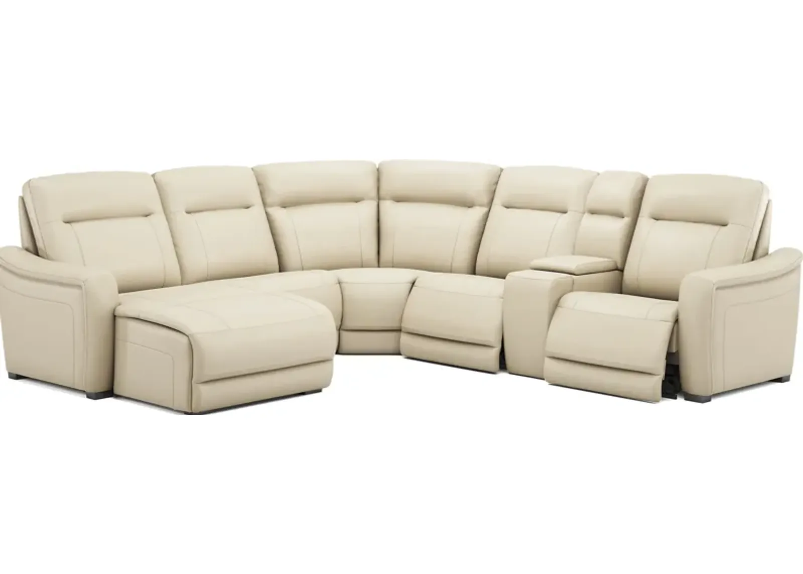 Newport Almond Leather 6 Pc Dual Power Reclining Sectional by Rooms To