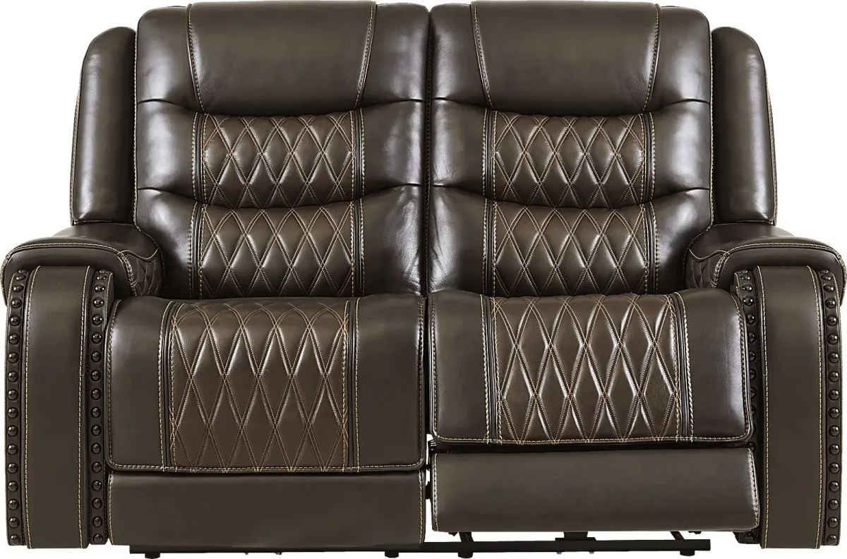 Marquee Brown 2 Pc Leather Triple Power Living Room with Reclining Loveseat