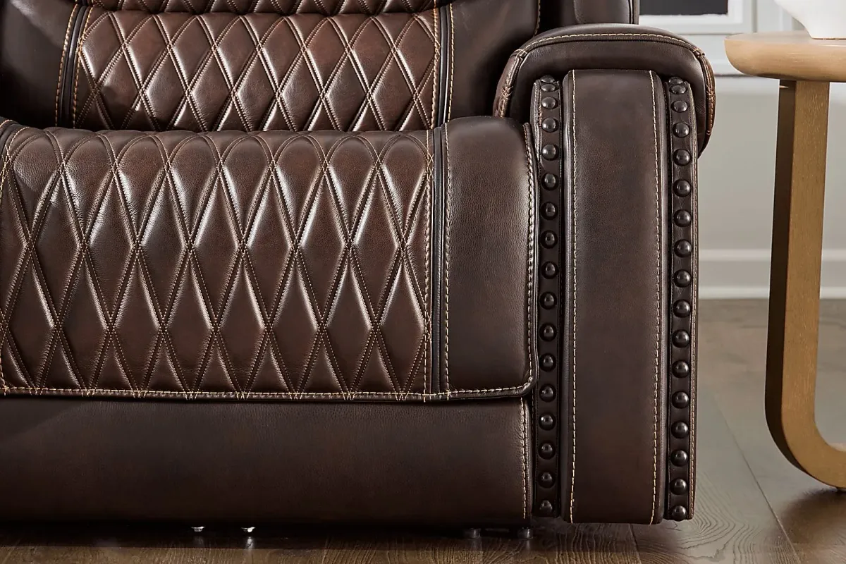 Marquee Brown 2 Pc Leather Triple Power Living Room with Reclining Loveseat