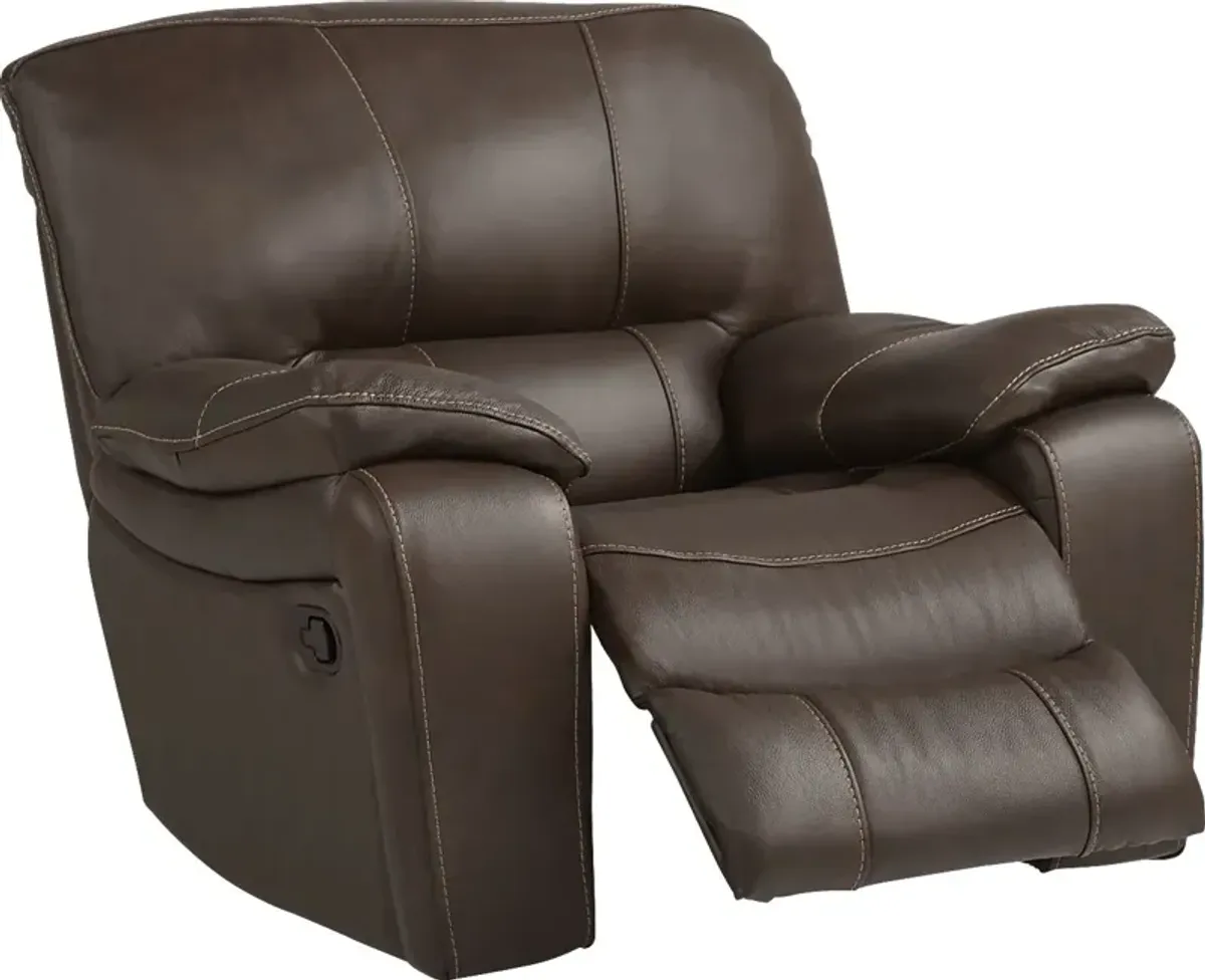 San Gabriel Brown Leather 3 Pc Living Room with Reclining Sofa