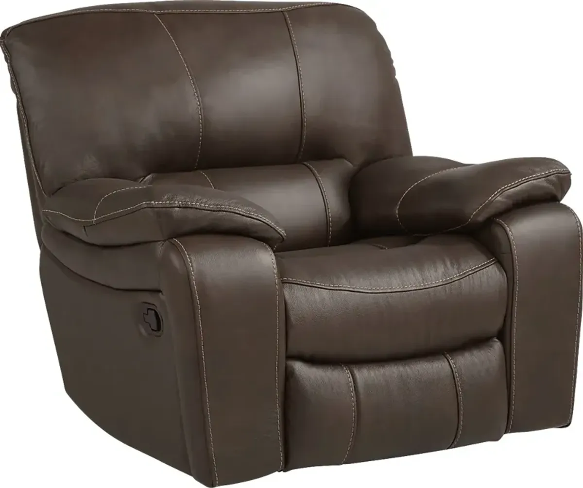 San Gabriel Brown Leather 3 Pc Living Room with Reclining Sofa