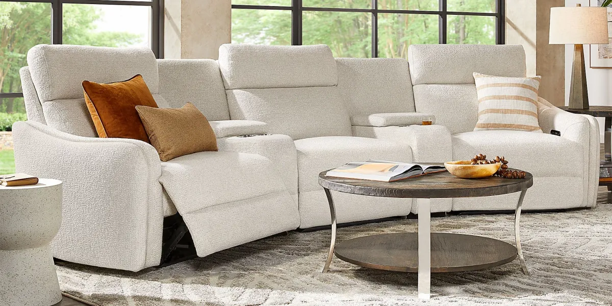 Yountville White 5 Pc Dual Power Reclining Sectional