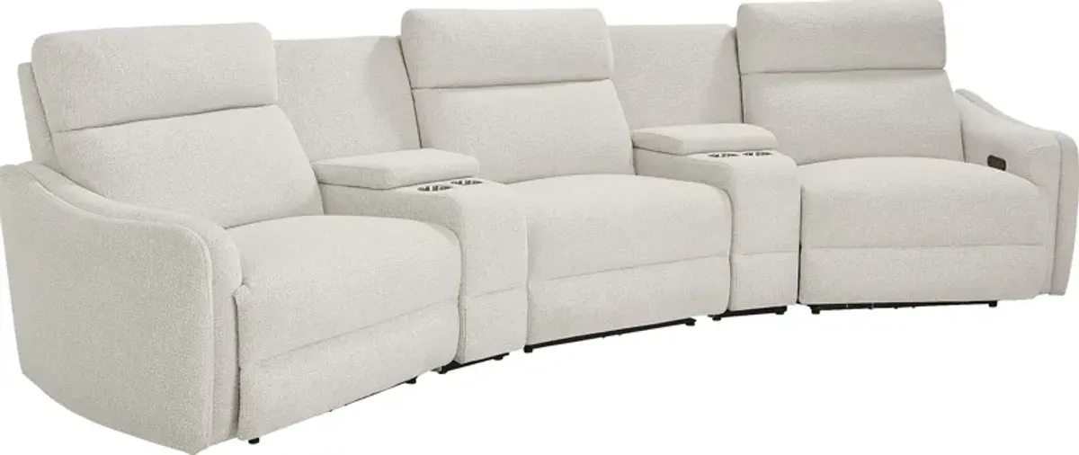 Yountville White 5 Pc Dual Power Reclining Sectional