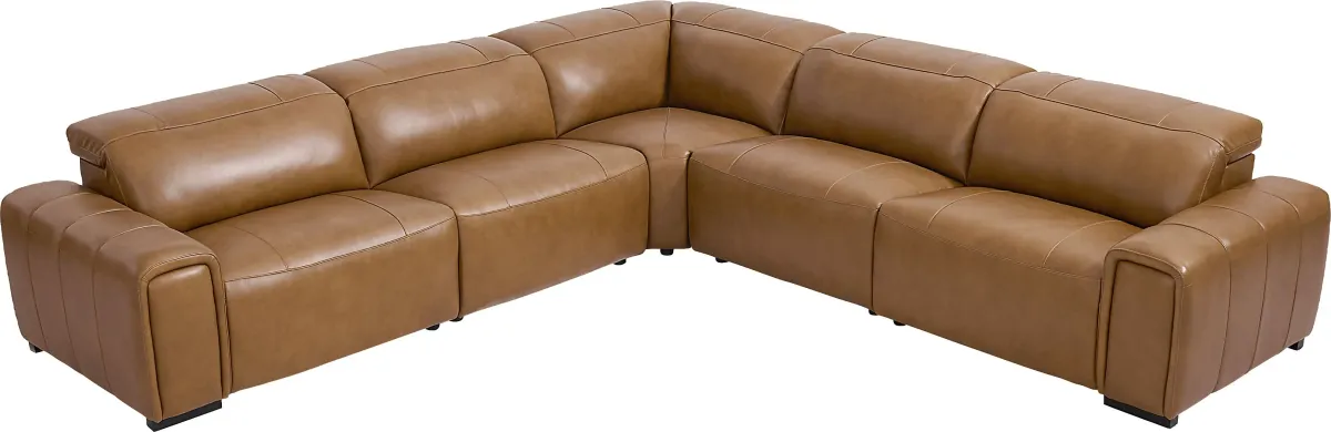 Huntington Saddle 5 Pc Leather Dual Power Sectional