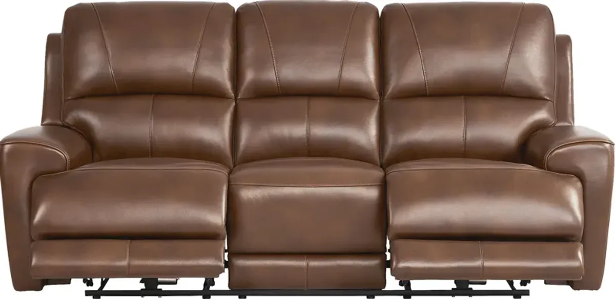 Fremont Brown Leather 5 Pc Living Room with Dual Power Reclining Sofa