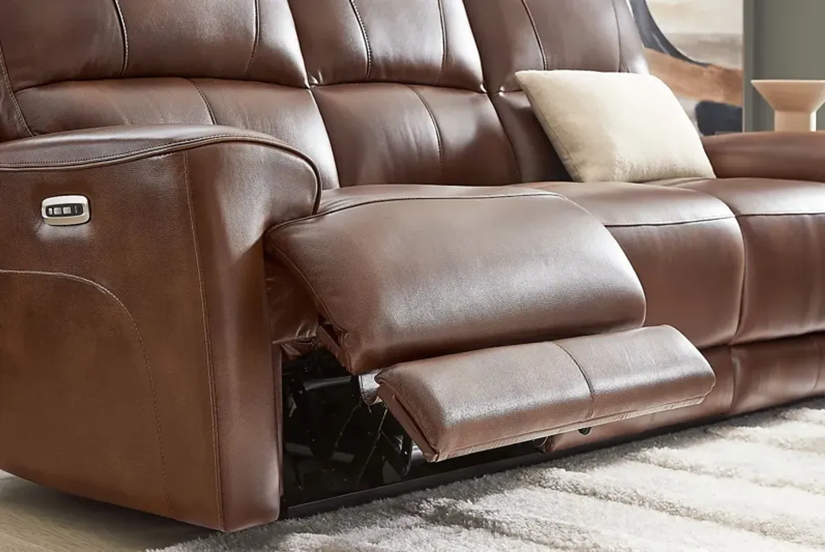 Fremont Brown Leather 5 Pc Living Room with Dual Power Reclining Sofa