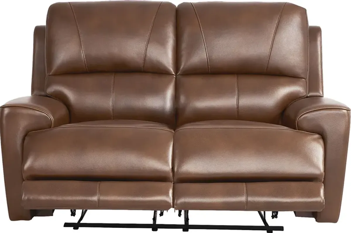 Fremont Brown Leather 5 Pc Living Room with Dual Power Reclining Sofa