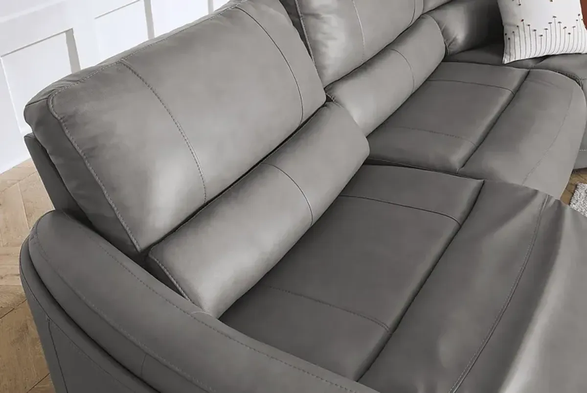 Cascade Way by Shaquille O'Neal Home Gray Leather 5 Pc Dual Power Reclining Sectional