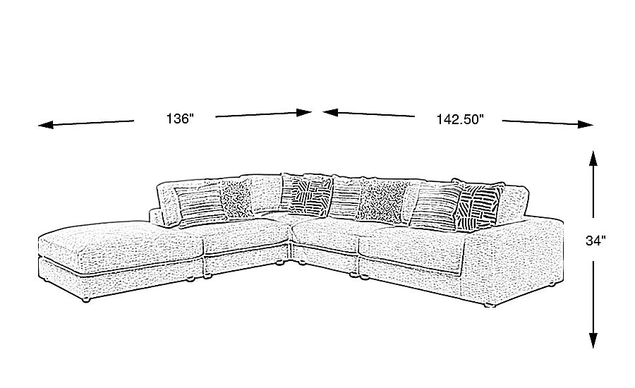 Monterey Trace White 5 Pc Sectional