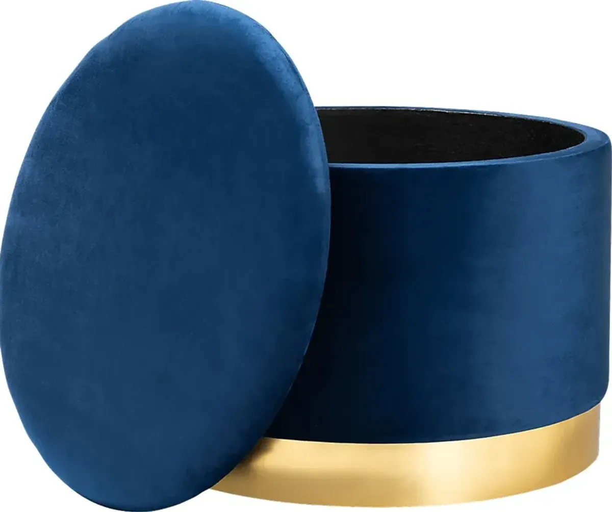 Ailanthus Navy Blue Ottoman