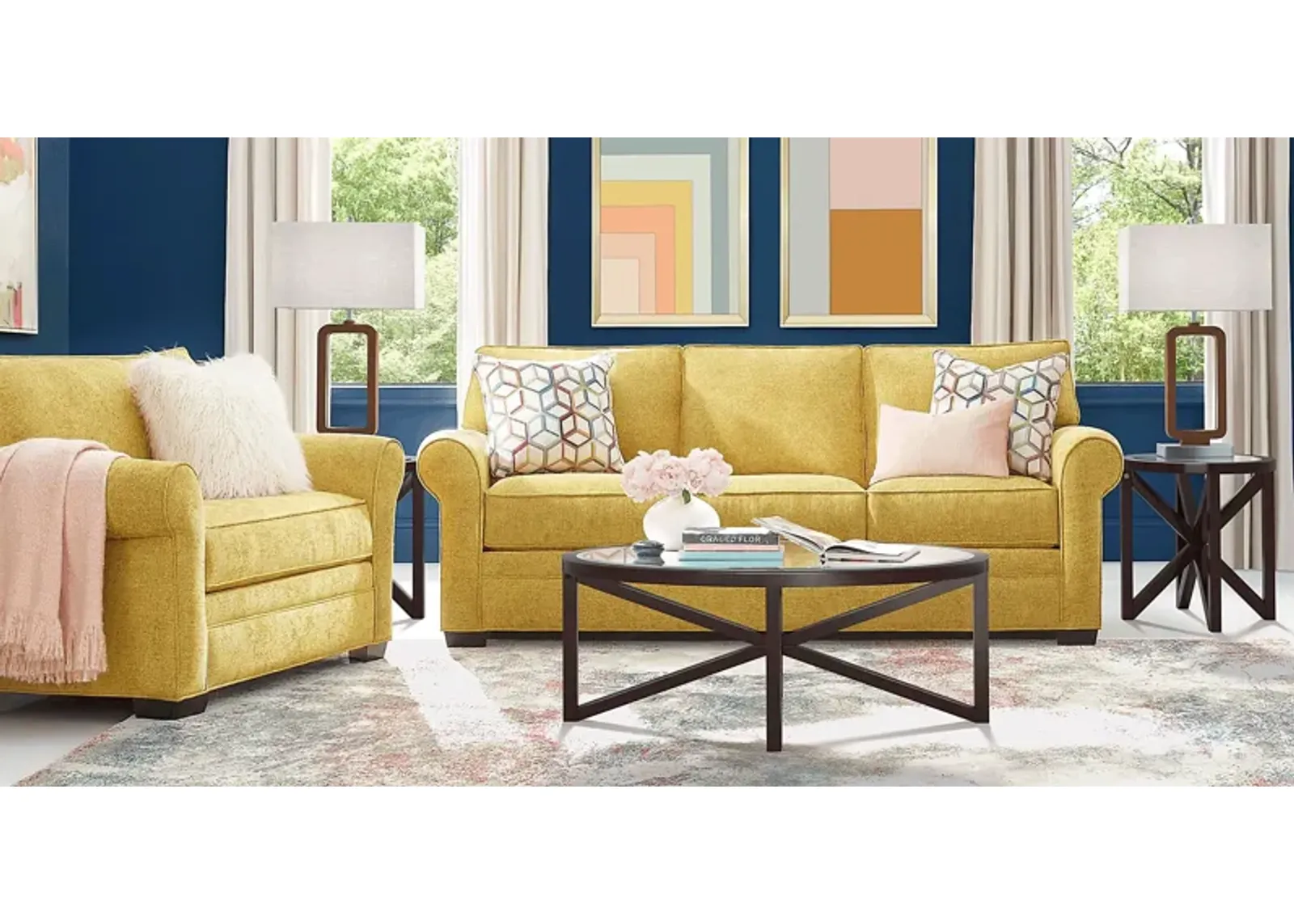 Bellingham Sunflower Textured Chenille 5 Pc Living Room