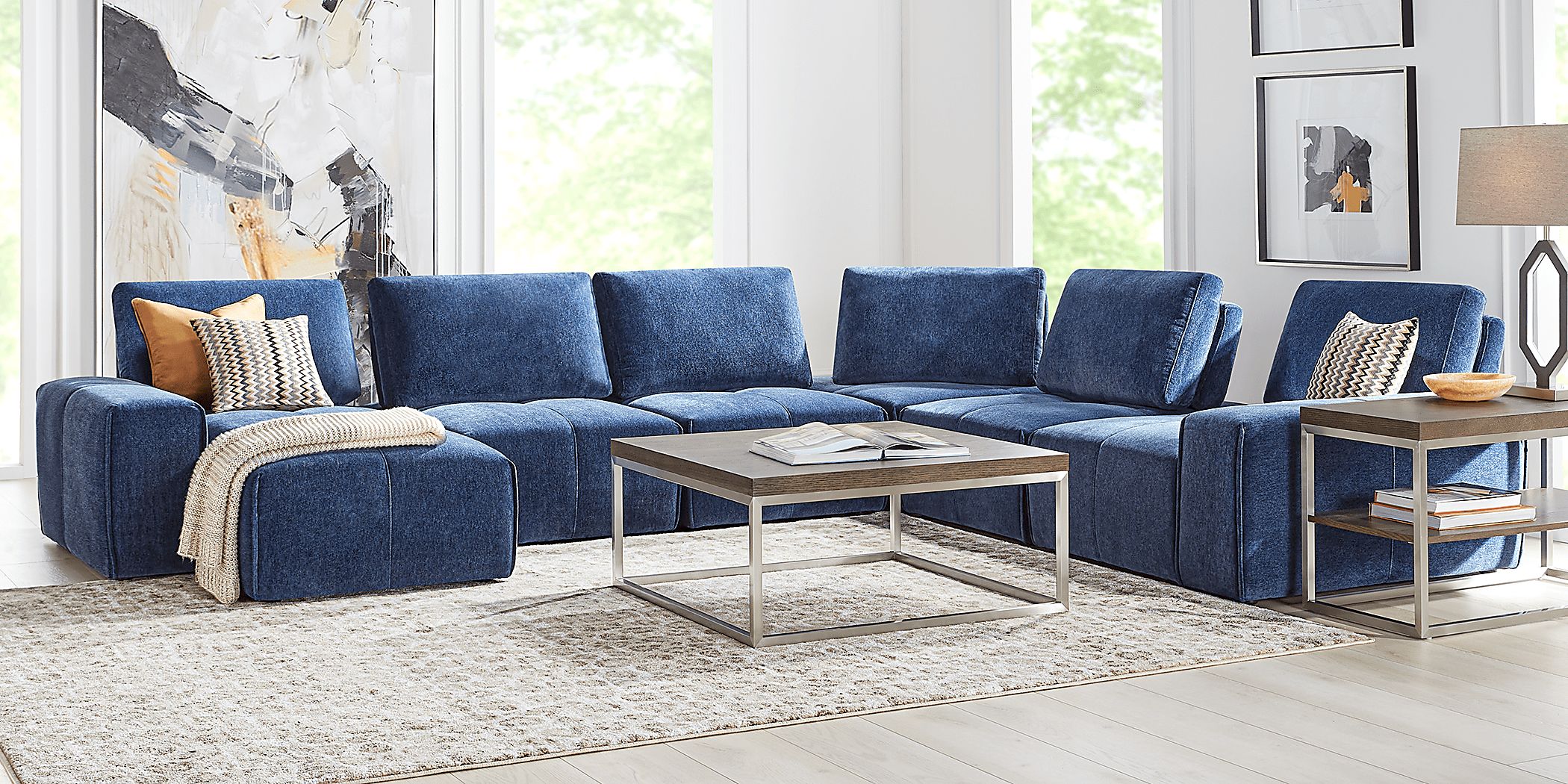 Laney Blue 6 Pc Sectional