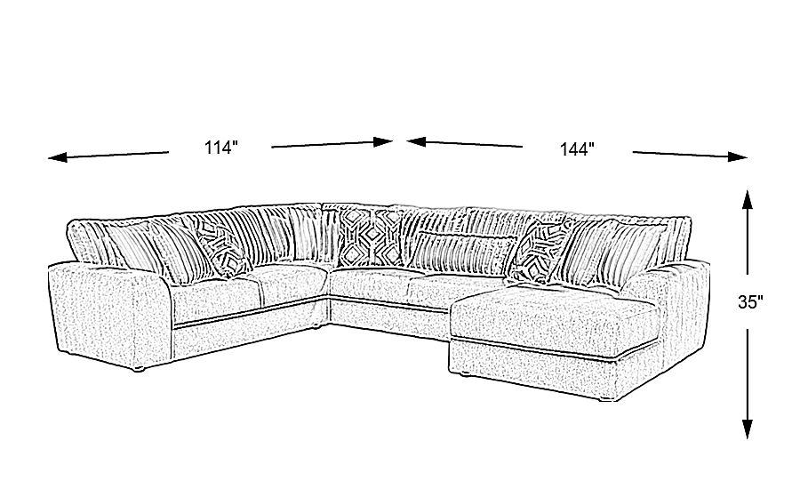 Moreau Street Gray 3 Pc Sectional