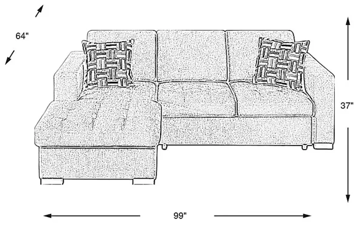 Geneva Gray 2 Pc Sleeper Sectional