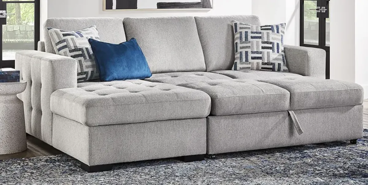 Geneva Gray 2 Pc Sleeper Sectional