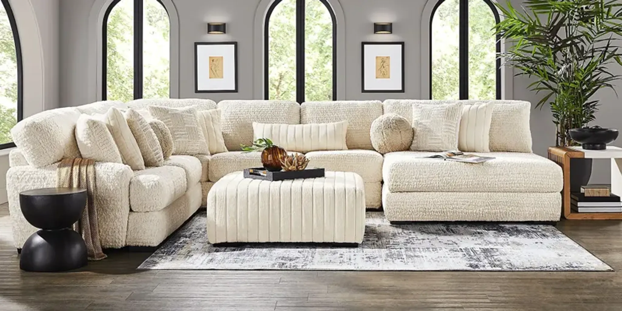 Chandler Ivory 3 Pc Sectional | Furniture.com