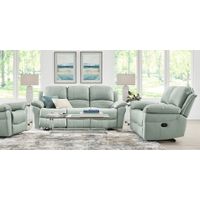 Vercelli Way Aqua Leather 3 Pc Living Room with Reclining Sofa