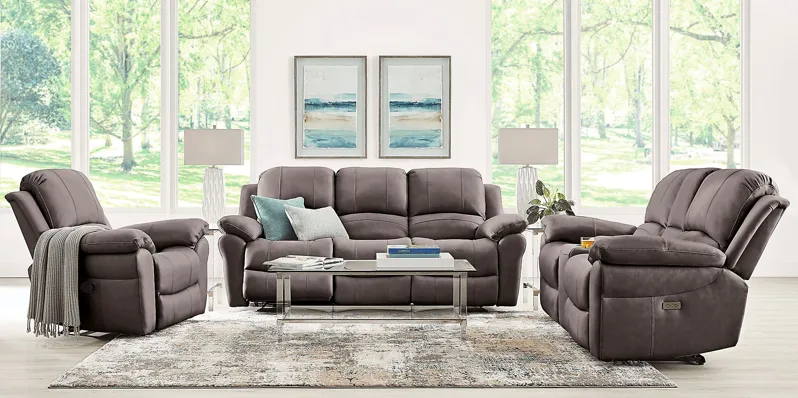 Vercelli Way Gray Leather 3 Pc Reclining Living Room