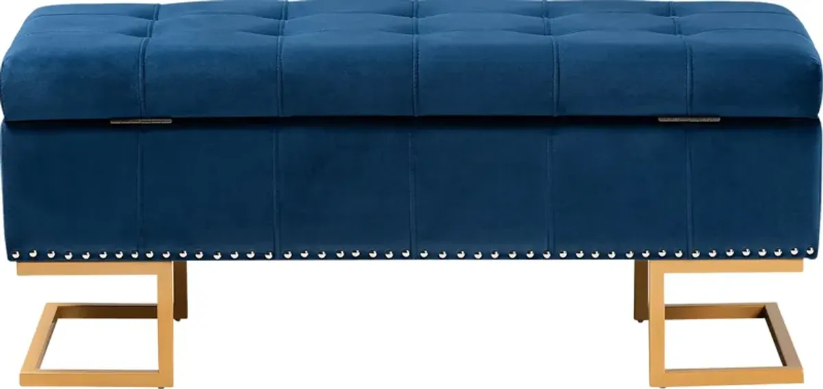 Binewood Blue Storage Ottoman