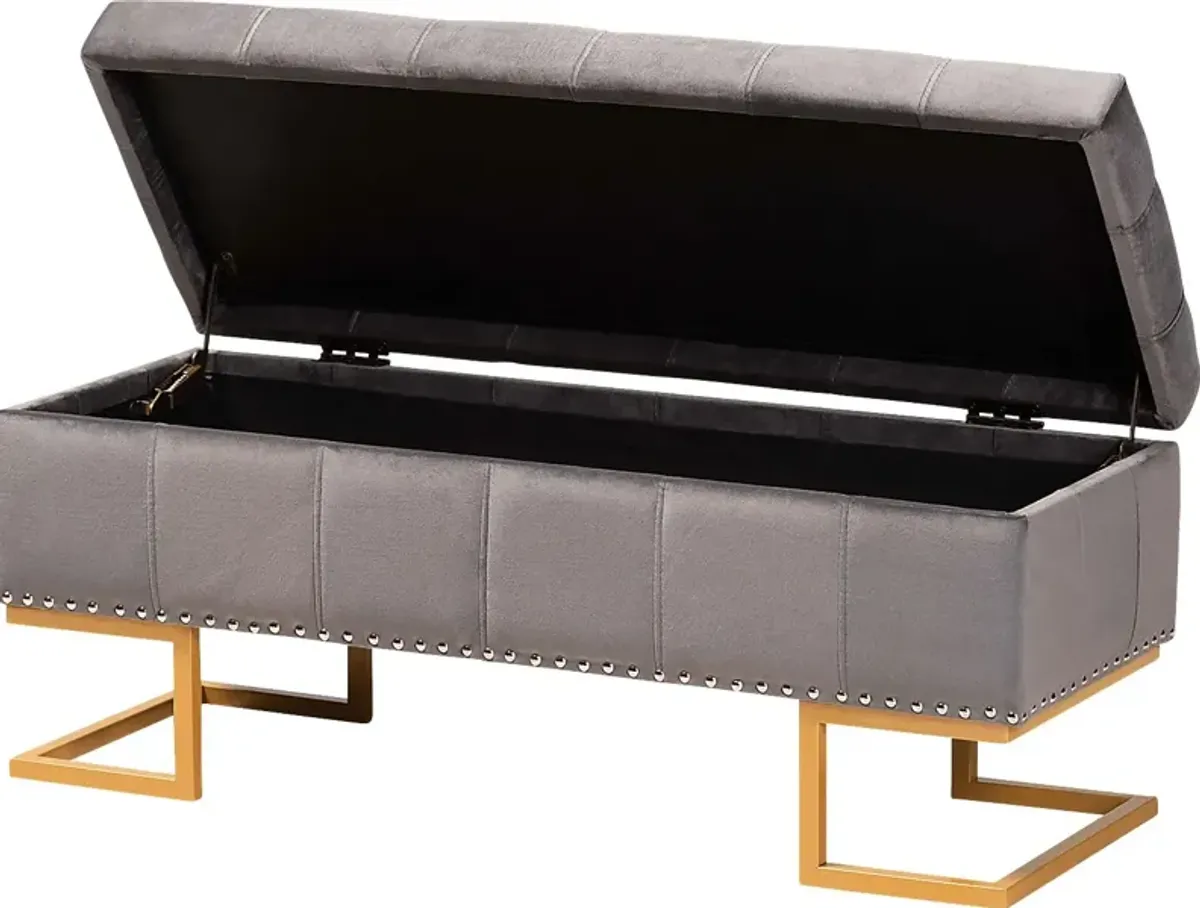 Binewood Gray Storage Ottoman