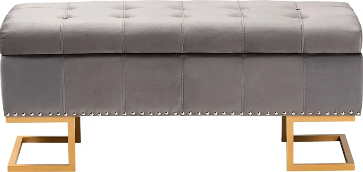 Binewood Gray Storage Ottoman