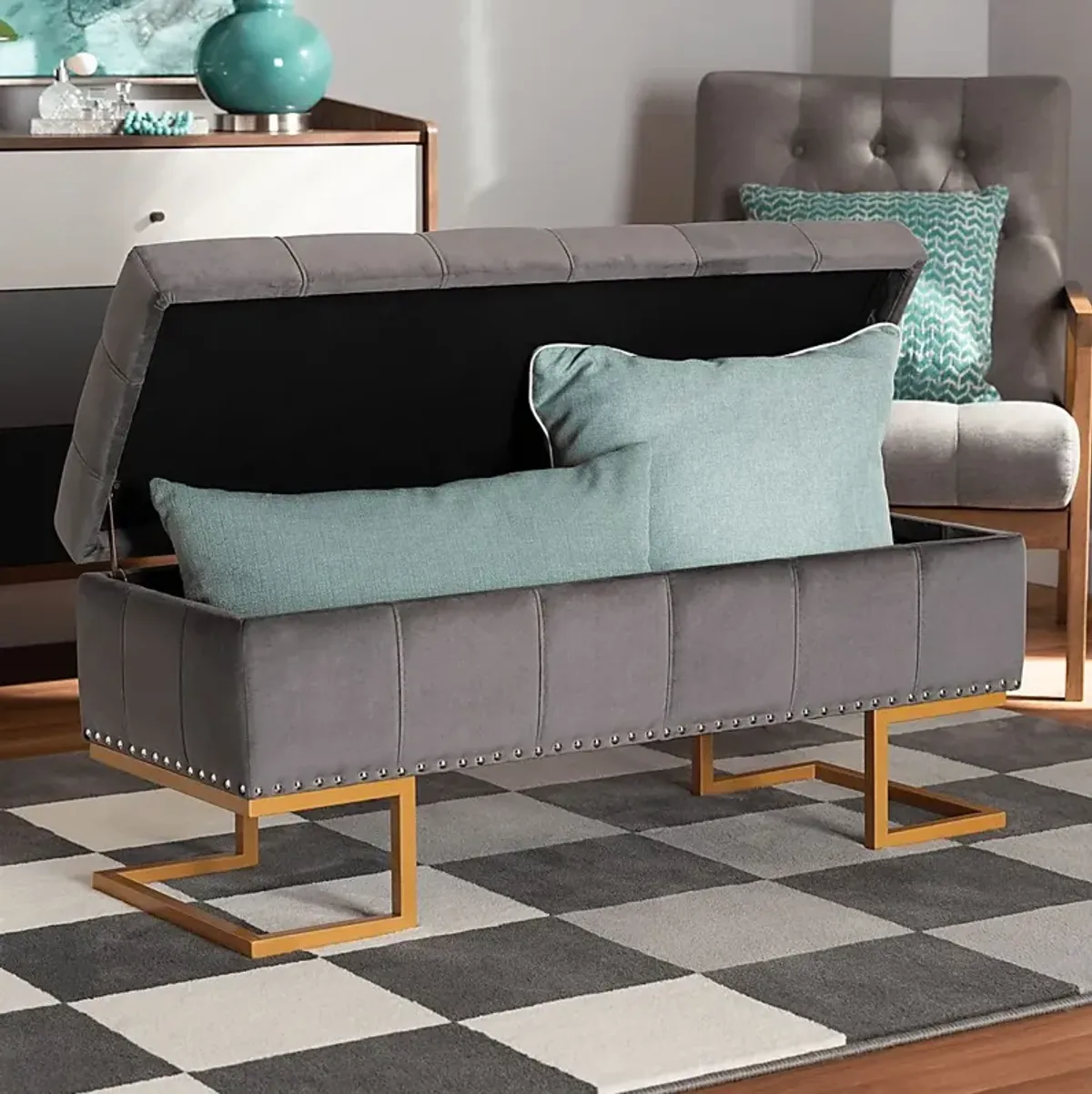 Binewood Gray Storage Ottoman