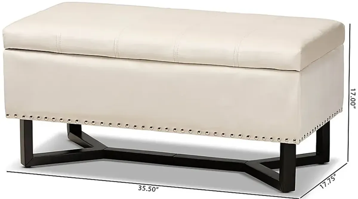 Alema Beige Storage Ottoman