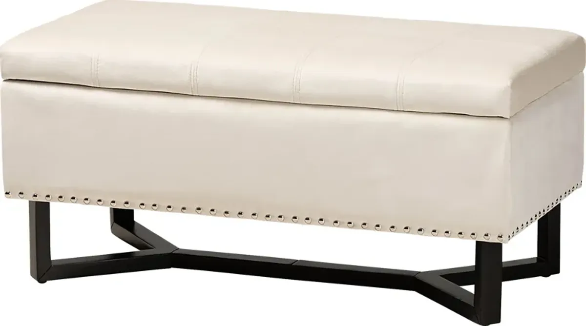 Alema Beige Storage Ottoman