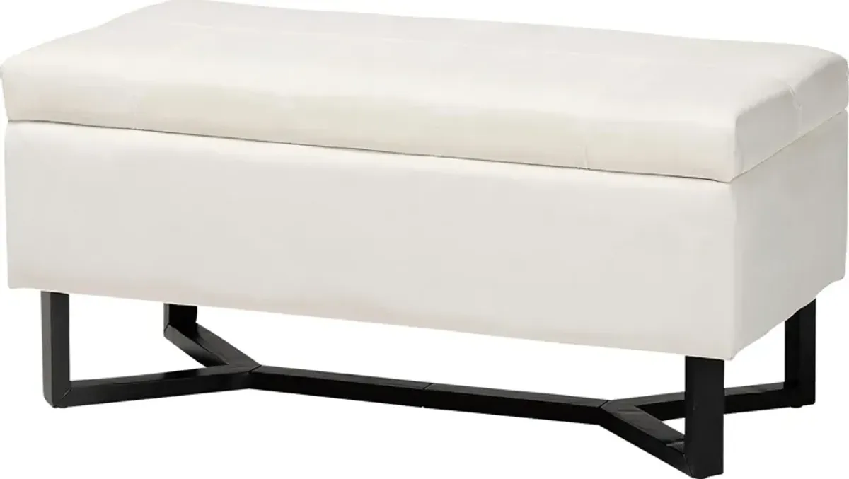 Alema Beige Storage Ottoman