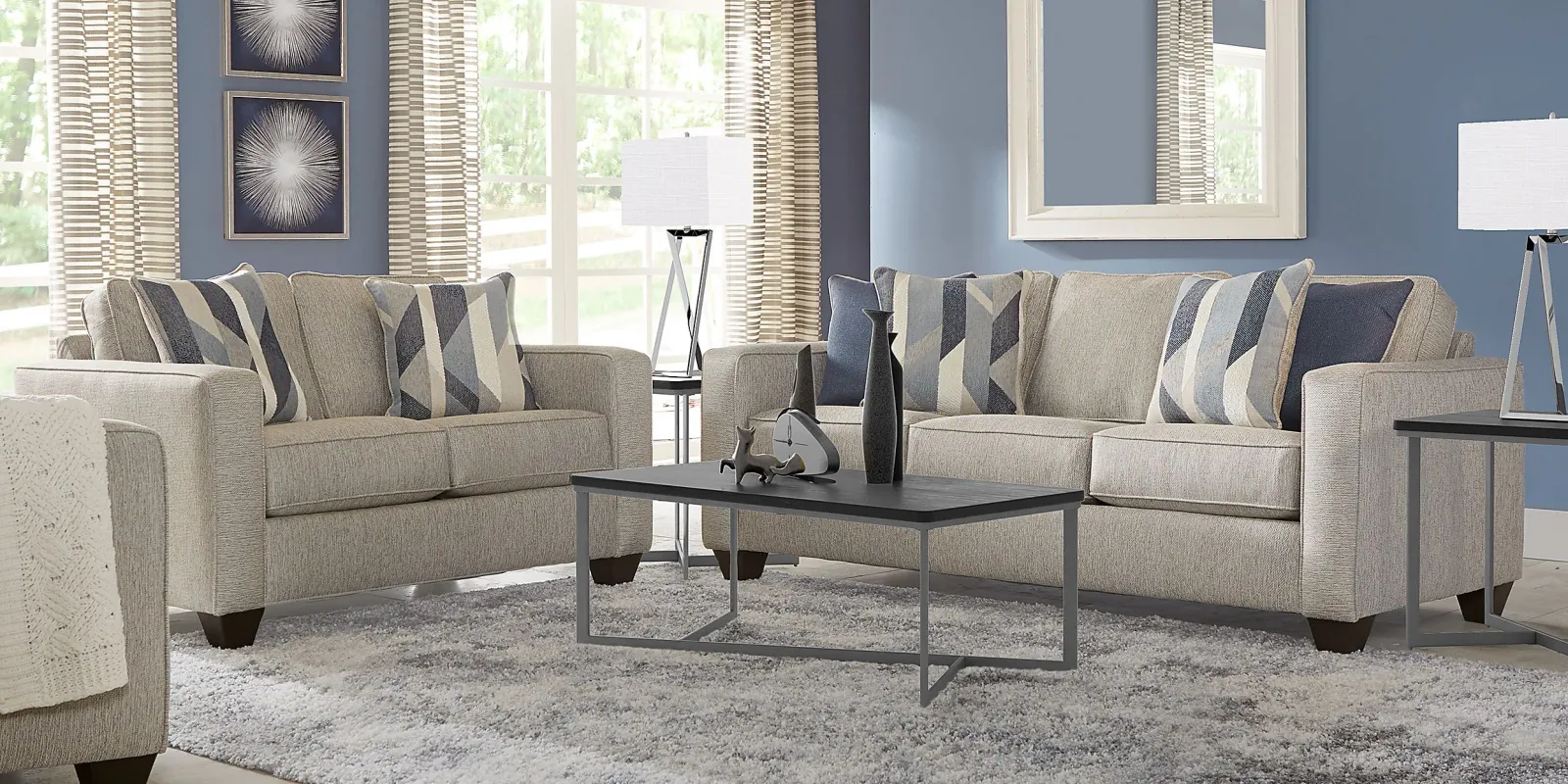 Ridgewater Light Gray 7 Pc Living Room with Sleeper Sofa