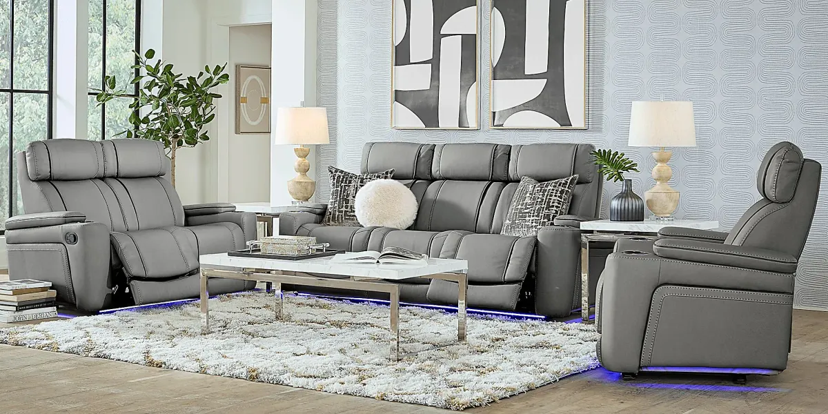 Haven Point Charcoal 3 Pc Reclining Living Room with Dual Power Reclining Sofa
