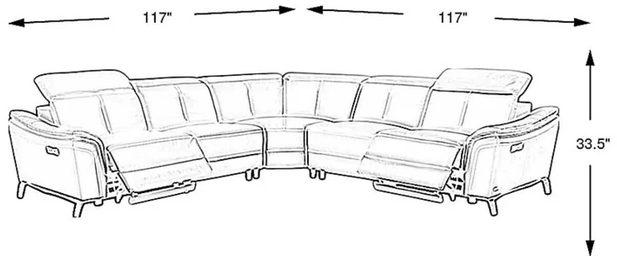 Naples Ivory Leather 5 Pc Dual Power Reclining Sectional