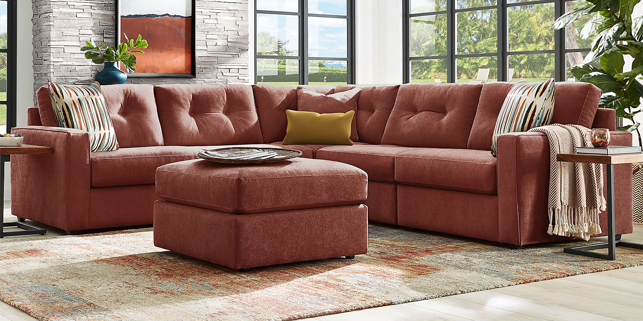 ModularOne Merlot 5 Pc Sectional