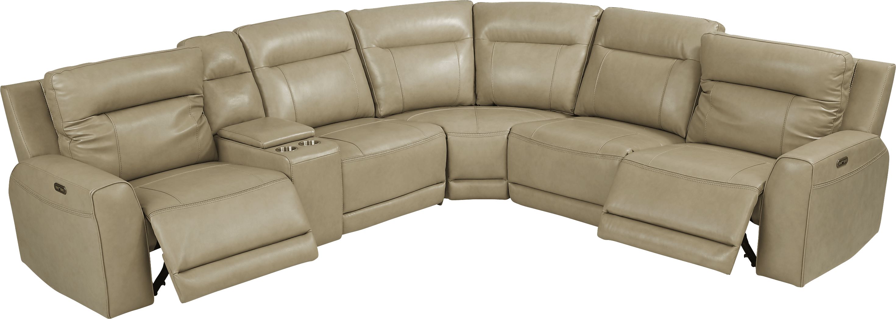 Bargotti Stone Leather 6 Pc Dual Power Reclining Sectional
