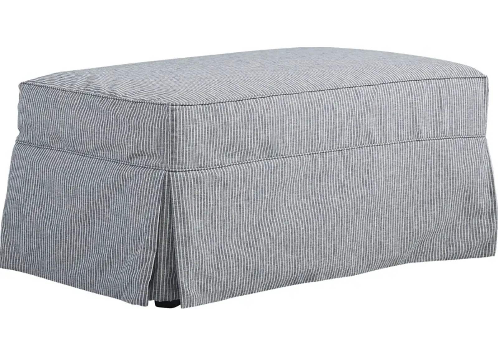 Beachside Walk Blue Denim Slipcover Ottoman