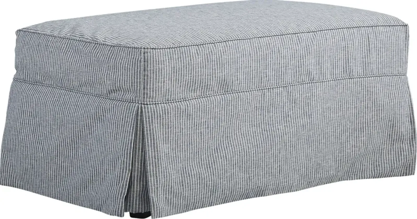 Beachside Walk Blue Denim Slipcover Ottoman