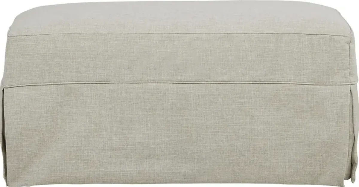 Beachside Walk Linen Textured Slipcover Ottoman