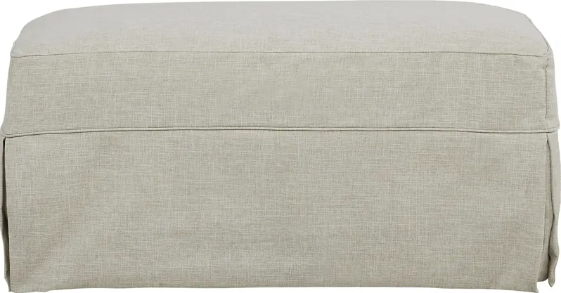 Beachside Walk Linen Textured Slipcover Ottoman