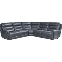 Regis Park Midnight Leather 5 Pc Dual Power Reclining Sectional