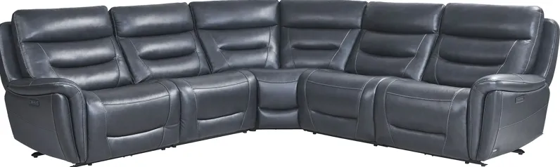 Regis Park Midnight Leather 5 Pc Dual Power Reclining Sectional