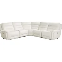 Regis Park White Leather 5 Pc Dual Power Reclining Sectional