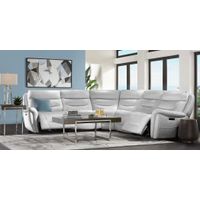 Cindy Crawford Home Regis Park Gray Leather 5 Pc Dual Power Reclining Sectional
