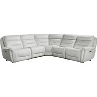 Cindy Crawford Home Regis Park Gray Leather 5 Pc Dual Power Reclining Sectional