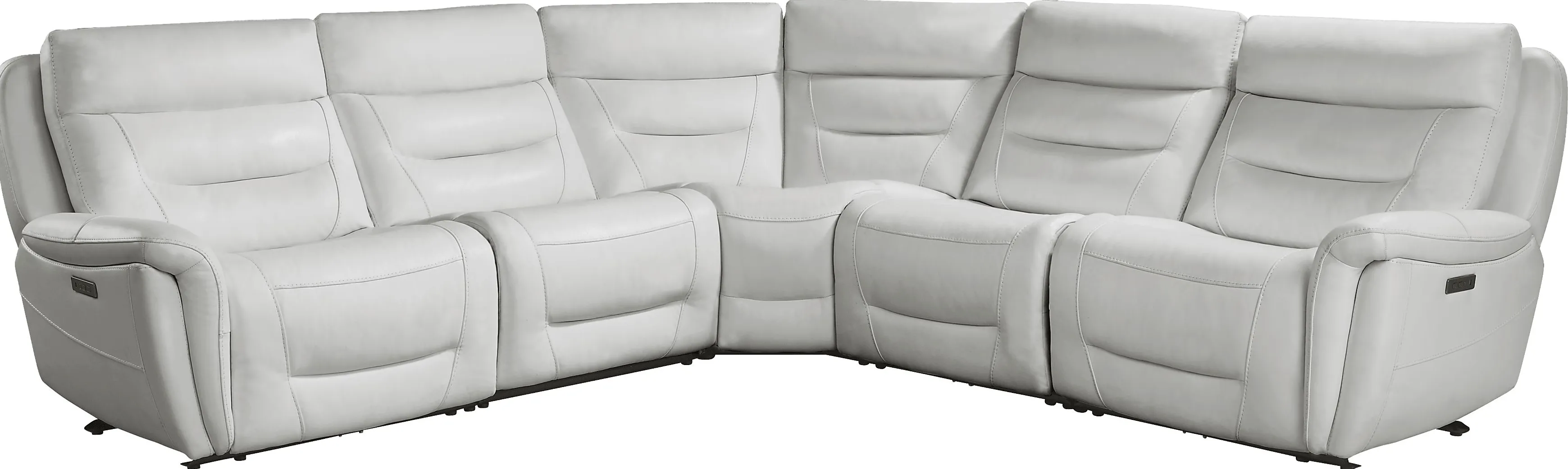Regis Park Gray Leather 5 Pc Dual Power Reclining Sectional