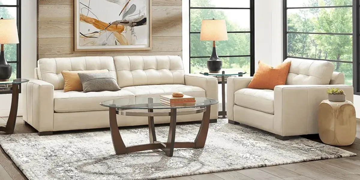 Messina Ivory Leather 7 Pc Living Room